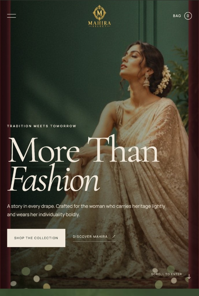Mahira homepage on mobile